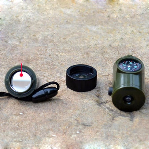 New 7 in 1 Field Survival Whistle Compass Thermometer Flashlight Magnifier Multi Tools for Outdoor Camping #E0