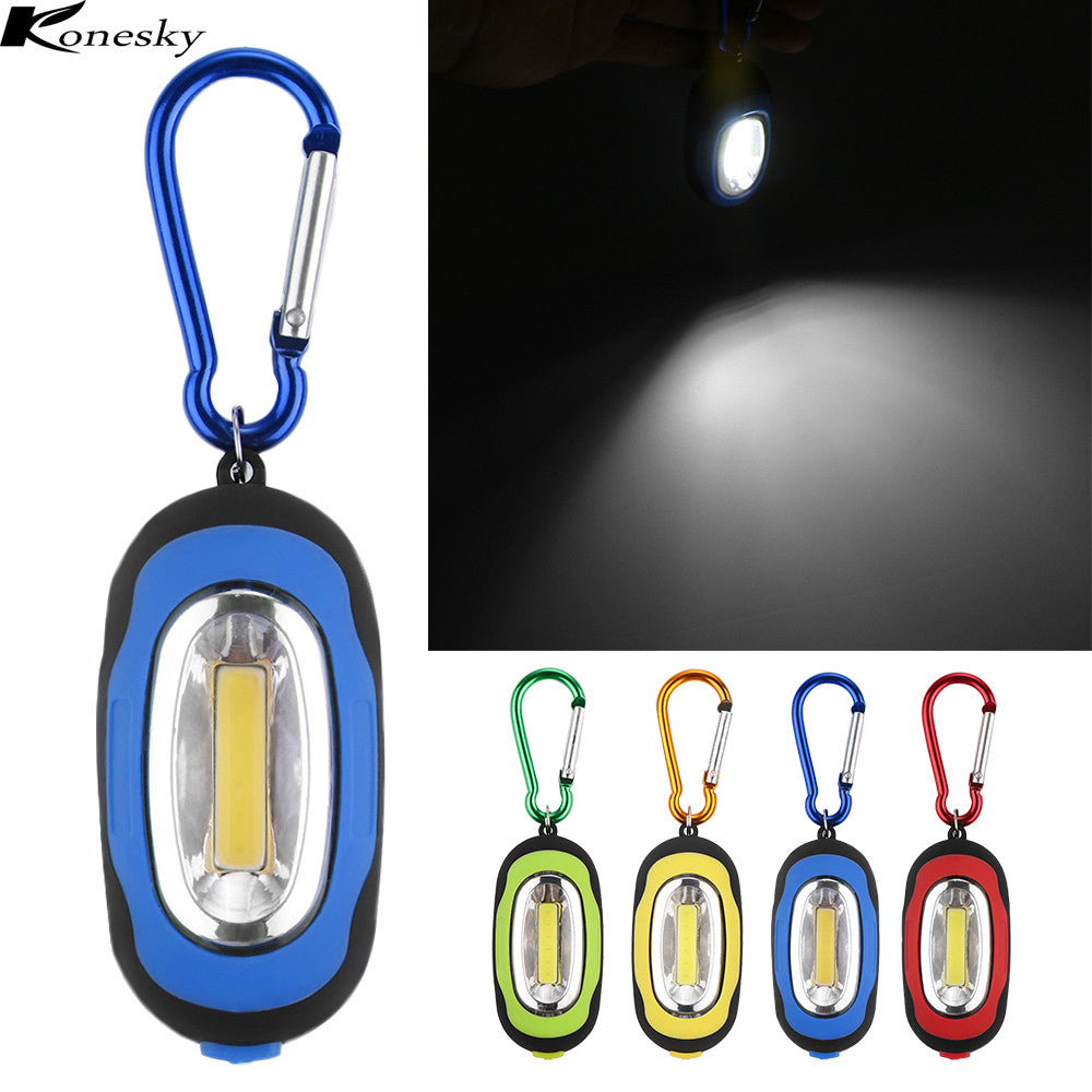 Konesky COB LED Flashlight Light 3-Mode Mini Lamp Key Chain Ring Keychain PVC Lamp Torch Keyring Green/Red/Yellow/Blue