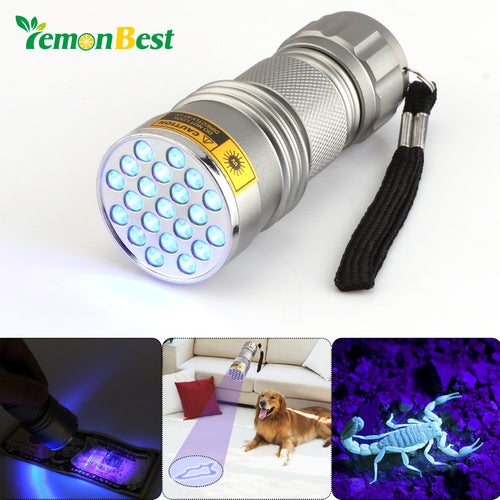 Lemonbest 21-LED UV Blacklight Flashlight Curing Torch for Scorpion Detector Hunter Finder Camping Fake Bills Detection Portable