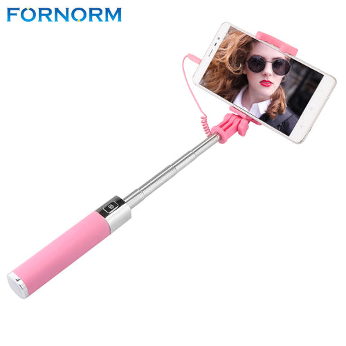 FORNORM Handheld Adjustable 270 Degree Flexible Telescoping Selfie Stick 3.5mm Wired Control with Mirror Smartphone for iPhone S