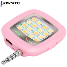 Load image into Gallery viewer, Powstro Rechargeable LED Light Spotlight Selfie 16 Fill-in Light LED Flash 3.5mm Jack for Samsung Iphone Smartphone
