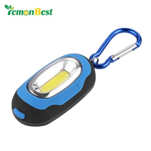 LemonBest COB LED Flashlight Light 3-Mode Mini Lamp Key Chain Ring Keychain PVC Lamp Torch Keyring Green/Red/Yellow/Blue