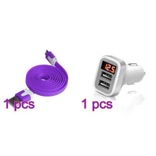 Load image into Gallery viewer, Powstro 5V 2.1A Dual USB Port Car Charger Car Adapter with LED Display+1m/3.3ft High Speed Noodle USB 2.0 Cable For Samsung S6