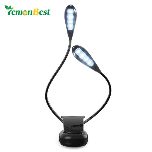 High Quality Flexible Dual Head 8-LED Clip Night Book Light 2 Mode Battery Operated Desk Lamp Table Lights