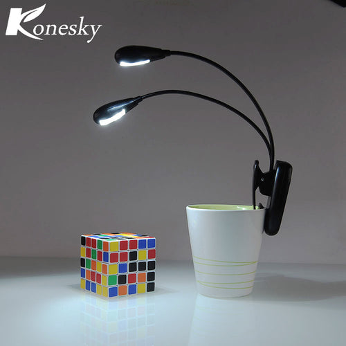 Led Ebook Dual Head Clip  Book Light Booklight 4 Led Ebook Mini Flexible Bright Clip Reader 2 Mode Reading Lamp Battery Desk