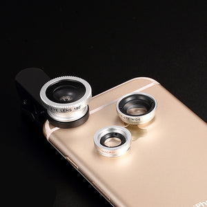 3 in 1 Phone Clip Lens Fisheye Lens Wide Angle Macro Lenses