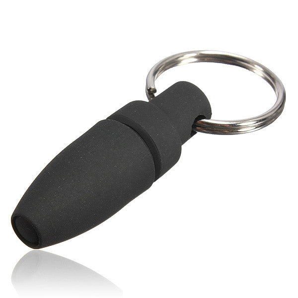 New Rubber Cigar Hole Punch Cutter With Chrome Key Ring Buckle Black