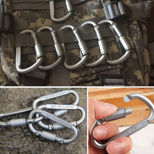 5Pcs Carabiner Ring Camp Snap Clip Hook Buckle Keychain Keyring Hiking Climbing