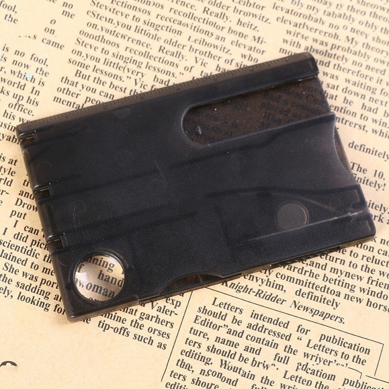 Multifunctional Survival Camping Tool Card w/ Knife LED Light Magnifier