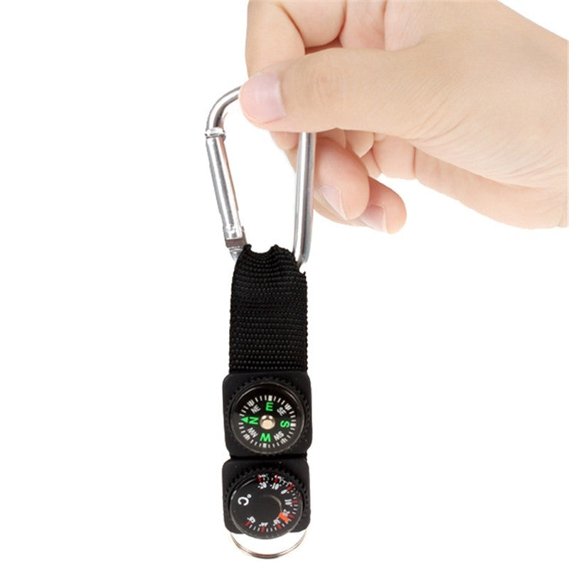 Multifuntional carabiner with compass   thermometer   key ring