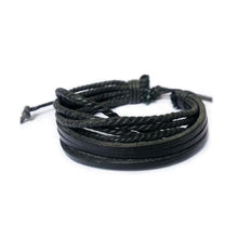 Load image into Gallery viewer, Multiple Wax Rope Plus Leather Multi layer Hand woven Casual Men&#39;s Leather Bracelet