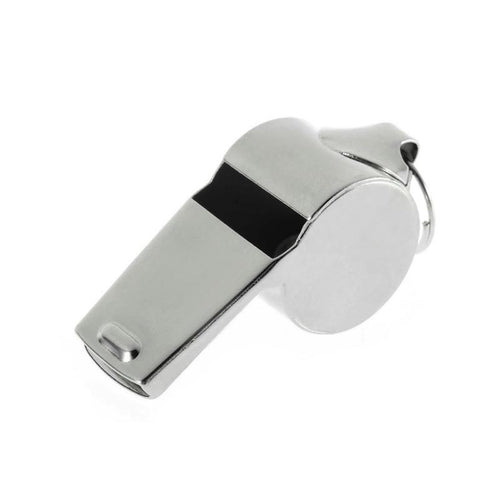 1x Silver Police Whistle with Metal Edge Metal Stainless Steel Whistle