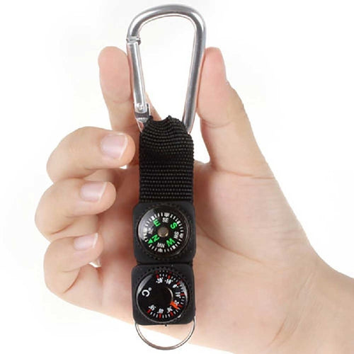 Outdoor Sports Metal Buckle Thermometer Compass Key Hang Buckle