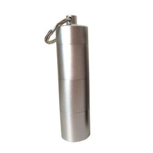 Load image into Gallery viewer, Mini Metal Pill Box Key Ring Waterproof Storage Bottle Keychain Creative Gift