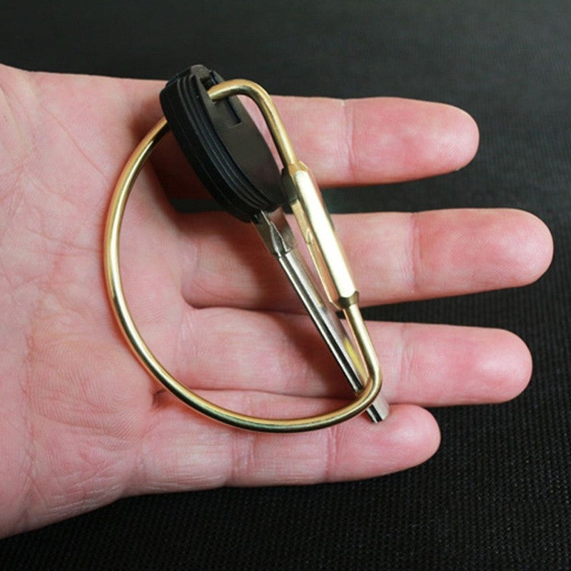 Multifunction EDC Tool Simple Brass Keychain Rings Outdoor Travel Kit Pop