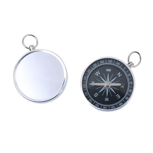 Aluminum Outdoor Camping Hiking Navigation Compass with Silver Key Chain