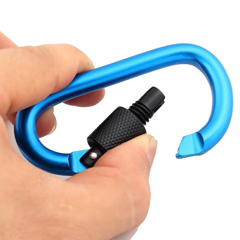 Aluminum Carabiner Ring Clip Hook Camping Keychain Screwgate Screw Locking Color Random