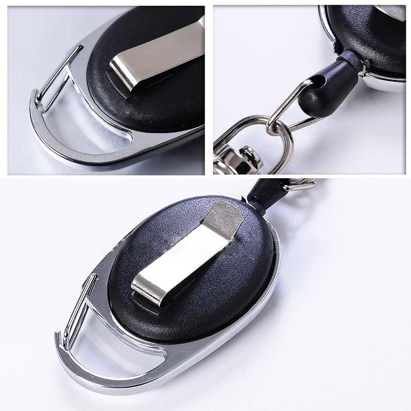 Fashion Retractable Anti lost Anti theft Key Ring Key Chain ID Badge Lanyard Name Tag Card Holder Recoil Reel Belt Clip Metal Outdoor Carabiner